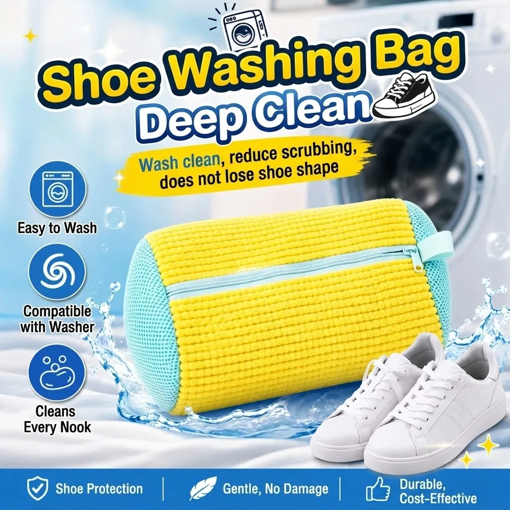 Shoe Cleaner - ไฟเบอร์ฟู 360 ° ถุงซักรองเท้าแบบมีซิป ใช้ซ้ำได้ ทนทาน