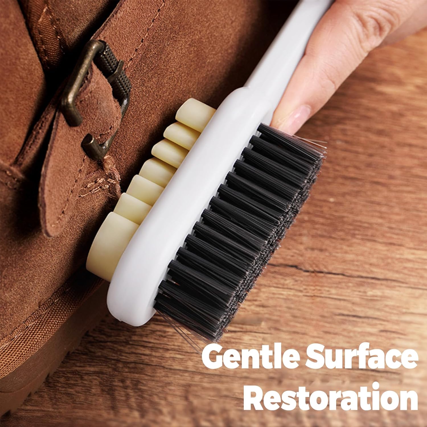 Shoe Cleaning Brush - แปรงทำความสะอาดหนังกลับ 1 ชิ้น, ด้ามยาว, ยาง 2